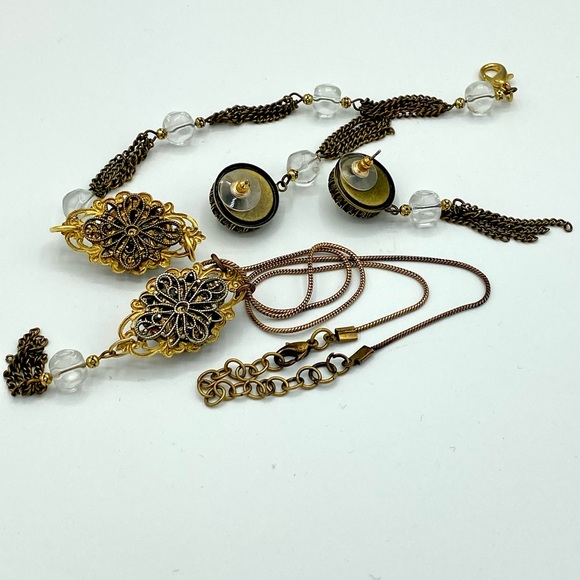 Bridgerton Inspired Jewelry Victorian necklace Earrings Bracelet Set - Picture 16 of 16